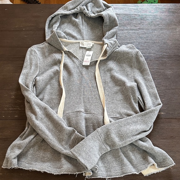 Anthropologie Tops - Anthropologie Gray Hoodie Sweatshirt